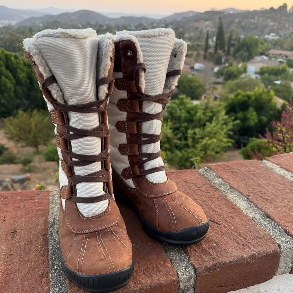 Timberland Mount Hope Waterproof Winter Boot Brown Cream 6910B Women 6 Primaloft